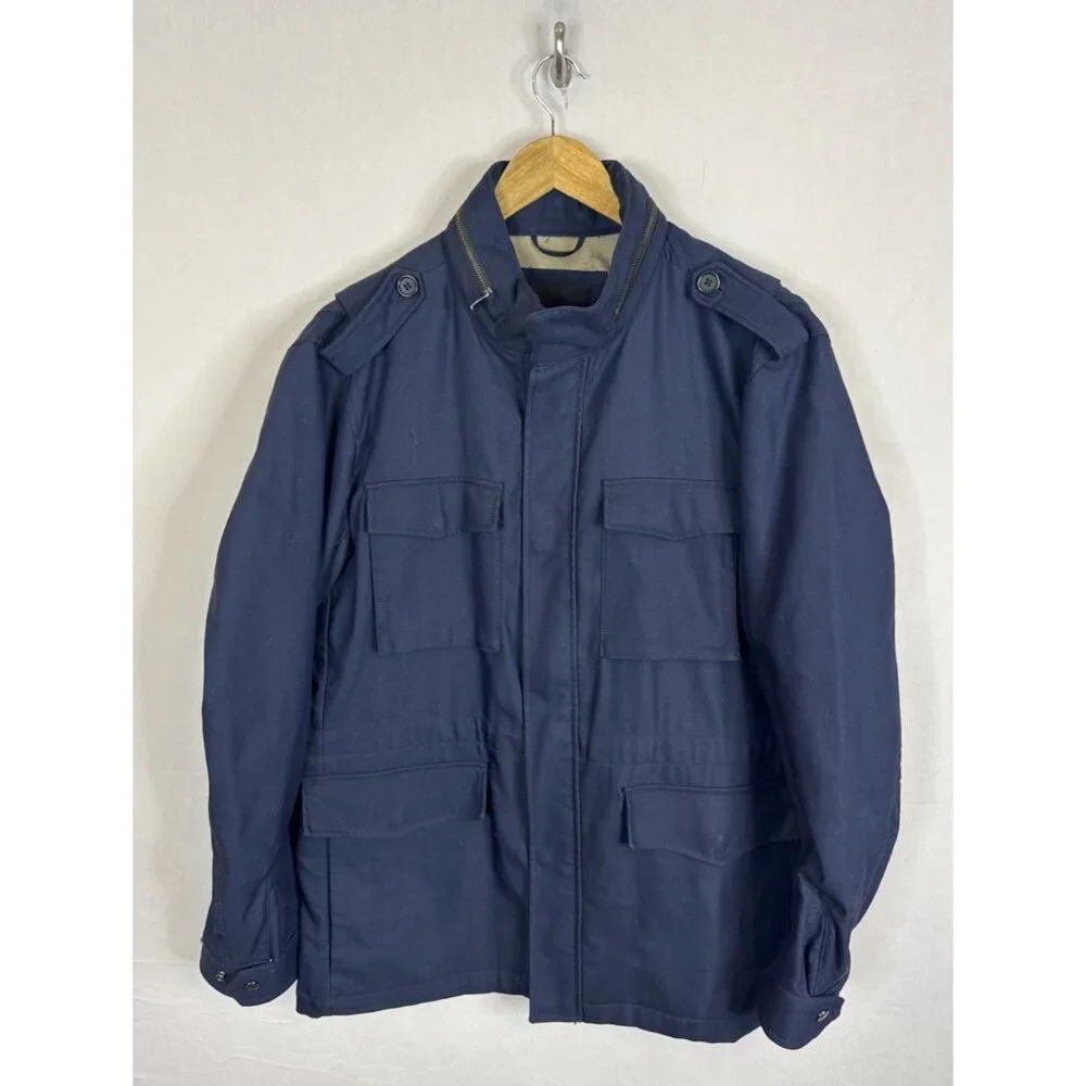 Banana‎ Republic 4 Pocket Field Jacket Navy Cotton Nylon Mens L Military Style